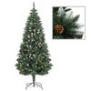 vidaXL Sapin de No&euml;l artificiel pr&eacute;-&eacute;clair&eacute; et pommes de pin 180 cm