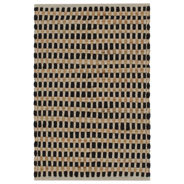 vidaXL Tapis de salle de bain tiss&eacute;s &agrave; la main Jute Naturel et Noir