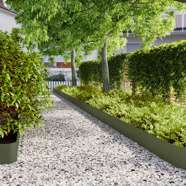 vidaXL Bordures pelouse 30pcs vert olive 20x103cm acier laminé à froid