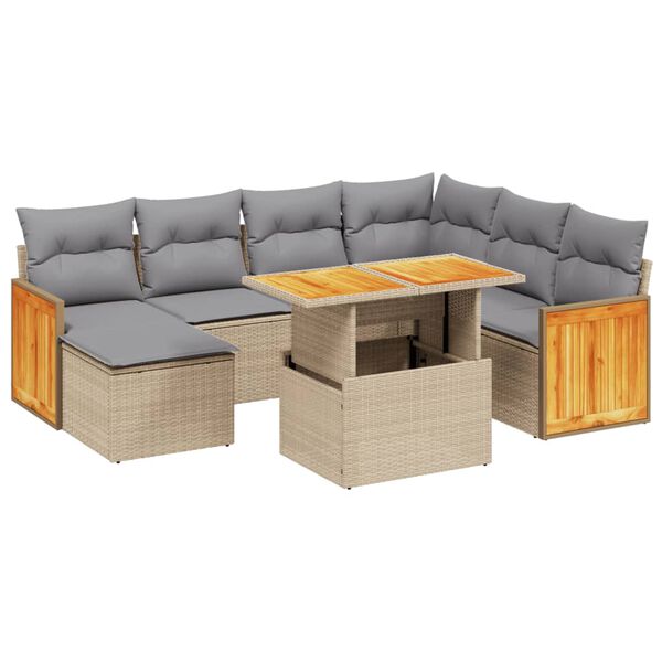 vidaXL Salon de jardin avec coussins 8 pcs beige r&eacute;sine tress&eacute;e