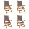 vidaXL Fauteuils pliants inclinables 4 pi&egrave;ces, tissu anthracite et bois massif