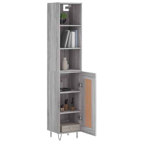 vidaXL Buffet haut Sonoma gris 34,5x34x180 cm Bois d'ing&eacute;nierie