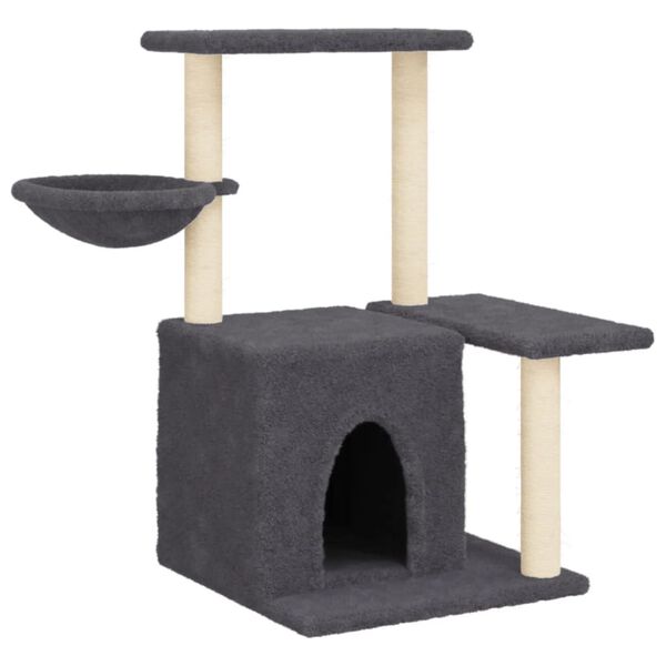 vidaXL Arbre à chat avec griffoirs en sisal Gris foncé 83 cm