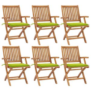 vidaXL Chaises pliantes avec coussins, 6 pi&egrave;ces, en teck massif