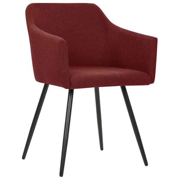 vidaXL Chaises &agrave; manger lot de 2 rouge bordeaux tissu
