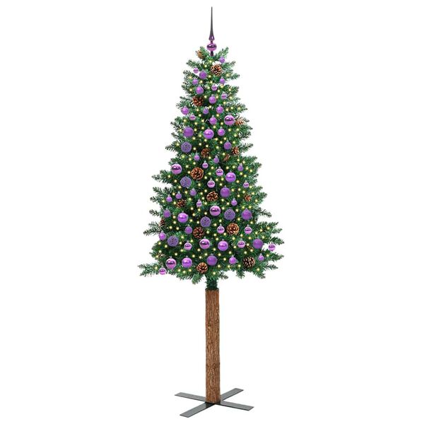 vidaXL Sapin de No&euml;l mince Vert 210 cm PVC et bois de pin massif