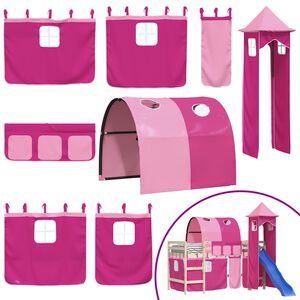vidaXL Rideaux pour lit mezzanine avec tunnel et tour rose