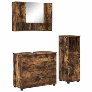 vidaXL Ensemble de mobilier de salle de bain 3 pc Ch&ecirc;ne fum&eacute;