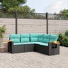 vidaXL Salon de jardin 5 pcs avec coussins noir résine tressée