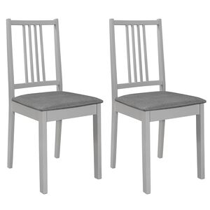 vidaXL Chaises &agrave; manger avec coussins lot de 2 gris bois solide