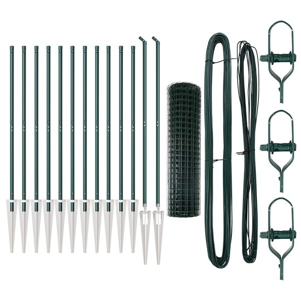 vidaXL Cl&ocirc;ture avec poteau Vert 1 x 25 m Acier et PVC