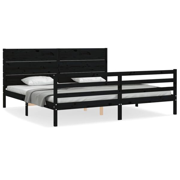 vidaXL Cadre de lit sans matelas noir 200x200 cm bois massif