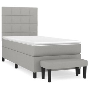 vidaXL Sommier &agrave; lattes de lit avec matelas Gris clair 80x200 cm Tissu
