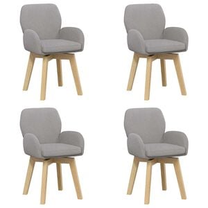 vidaXL Chaises de salle &agrave; manger pivotantes 4 pc Boucl&eacute; Gris clair