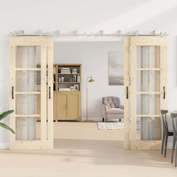 vidaXL Kit fixation porte coulissante 366 cm Acier inoxydable Argent&eacute;