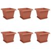 vidaXL Pots de plantes 6 pcs Rouge brique 33 x 33 x 26 cm Plastique