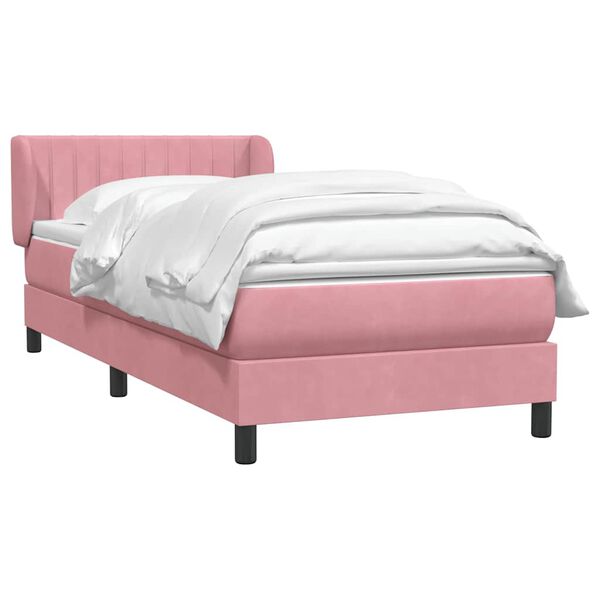 vidaXL Sommier &agrave; lattes de lit avec matelas rose 80x220 cm velours