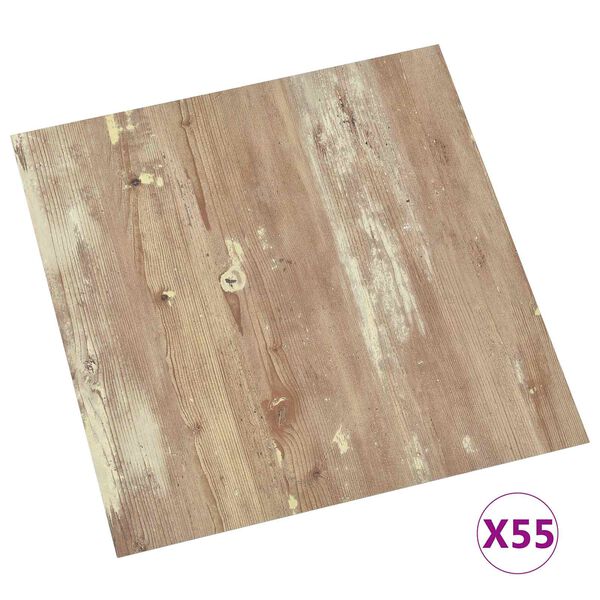 vidaXL Planches de sol 55 pcs Marron 5,11 m&sup2; PVC