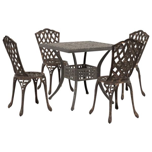 vidaXL Ensemble de tables de jardin 5 pcs Bronze Aluminium coul&eacute;