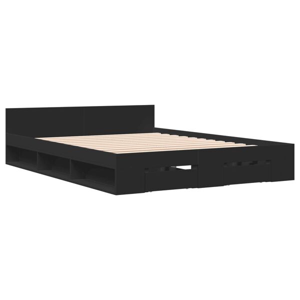 vidaXL Cadre de lit avec tiroirs sans matelas noir 120x190 cm