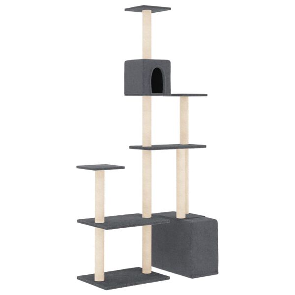 vidaXL Arbre &agrave; chat avec griffoirs en sisal Gris fonc&eacute; 180 cm