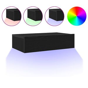 vidaXL Meuble TV avec &eacute;clairage LED Ch&ecirc;ne noir 60 x 35 x 15,5 cm