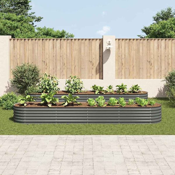 vidaXL Lit surélevé de jardin 400x80x44 cm Acier galvanisé Gris