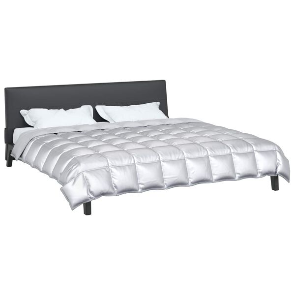 vidaXL Duvet d'hiver Argent&eacute; 220 x 260 cm Satin et Microfibre