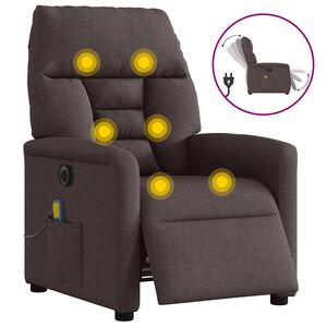 vidaXL Fauteuil de massage inclinable &eacute;lectrique Marron fonc&eacute; Tissu