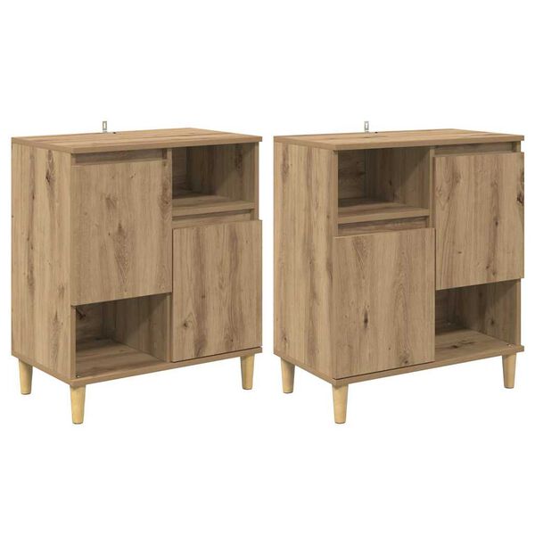 vidaXL Buffets 2 pcs Ch&ecirc;ne artisanal 60 x 35 x 70 cm Bois d'ing&eacute;nierie