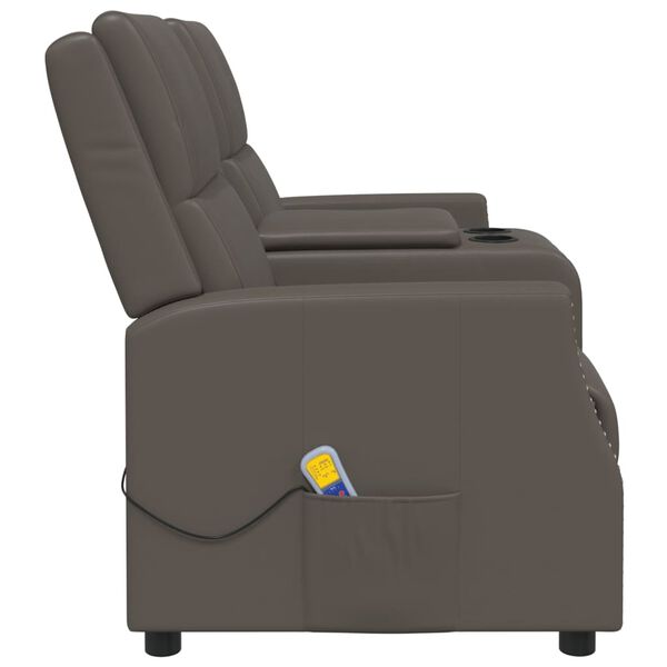 vidaXL Fauteuil de massage inclinable 2 places gris similicuir