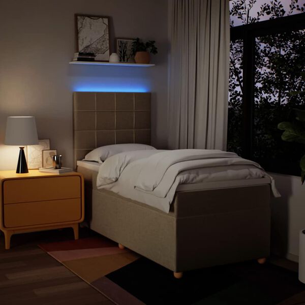 vidaXL Sommier &agrave; lattes de lit et matelas Cr&egrave;me 90x190 cm Tissu