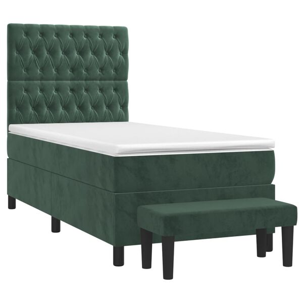 vidaXL Sommier &agrave; lattes de lit et matelas Vert fonc&eacute; 80x200 cm Velours