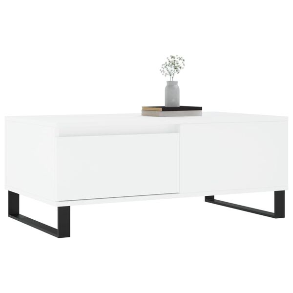 vidaXL Table basse Blanc 90x50x36,5 cm Bois d'ing&eacute;nierie