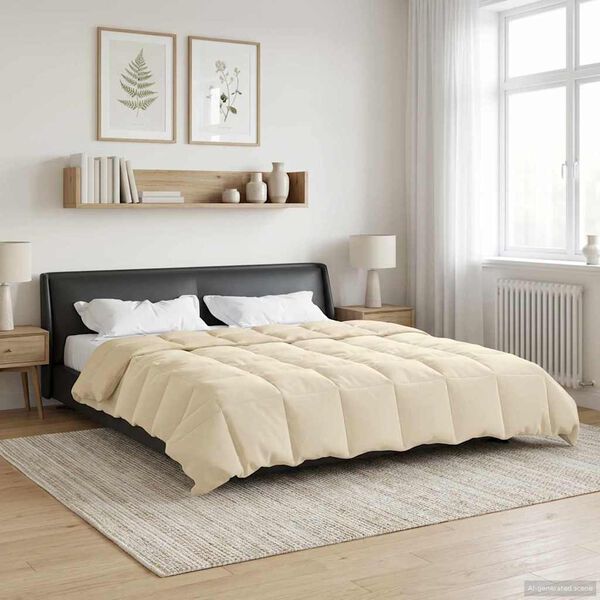 vidaXL Duvet d'hiver Matelass&eacute; Cr&egrave;me 240 x 260 cm Microfibre