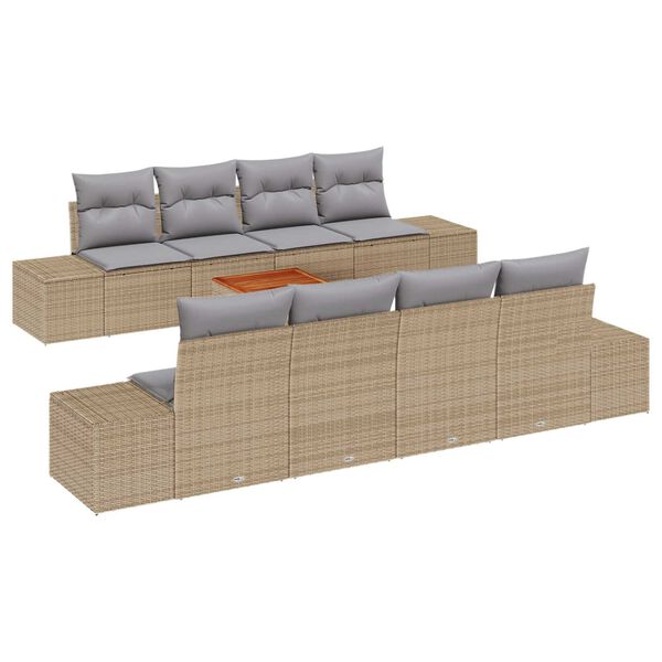 vidaXL Ensemble de canap&eacute; de jardin 9 pcs Beige et Gris clair
