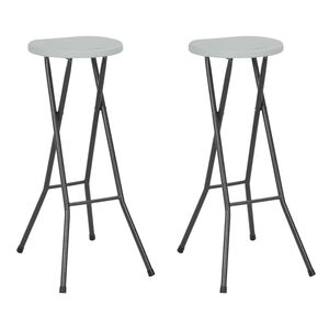 vidaXL Tabourets de bar pliables lot de 2 PEHD et acier Blanc