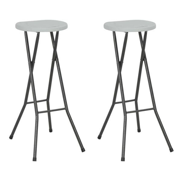 vidaXL Tabourets de bar pliables lot de 2 PEHD et acier Blanc