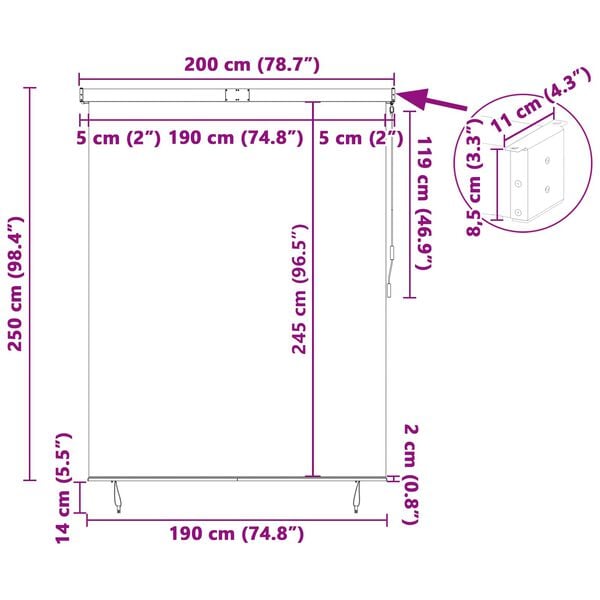 vidaXL Store enrouleur Jaune et Bleu 200 x 250 cm Tissu et Aluminium