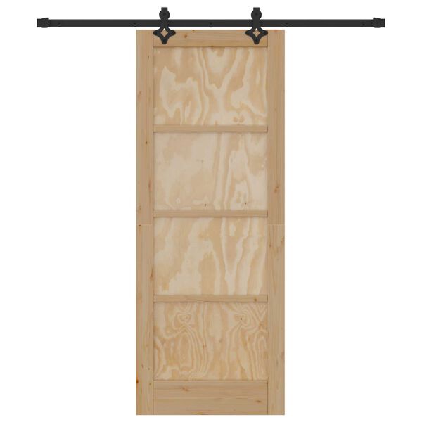 vidaXL Porte coulissante Naturel et Noir 78 x 202 cm Pin massif