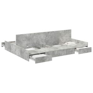 vidaXL Cadre de lit avec rangement avec tiroir Gris b&eacute;ton 160 x 200 cm
