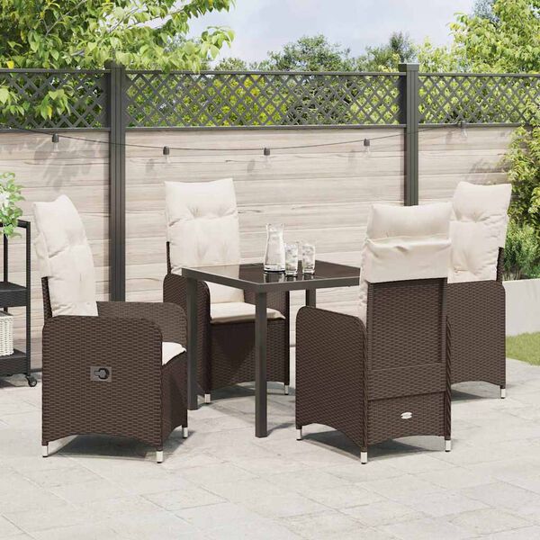 vidaXL Ensemble de salle à manger pour jardin 5 pcs Marron Poly rotin