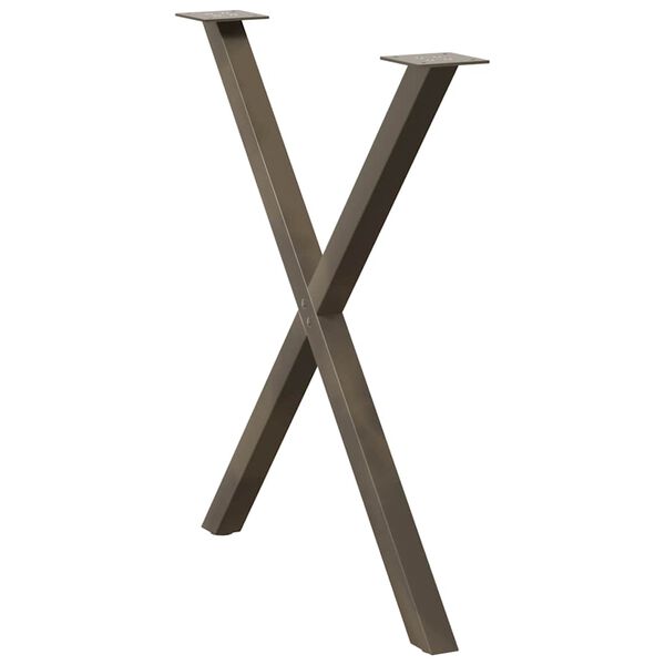 vidaXL Pieds de table &agrave; manger en forme de X, 2 pi&egrave;ces, acier naturel, 80 x (72-73) cm