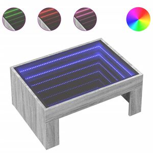 vidaXL Table basse avec LED infini sonoma gris 70x50x30 cm