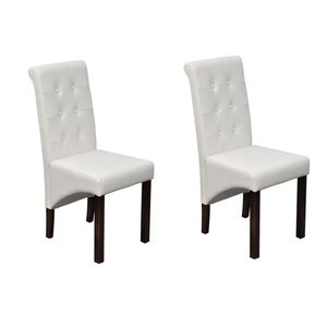 vidaXL Chaises &agrave; manger lot de 2 blanc similicuir