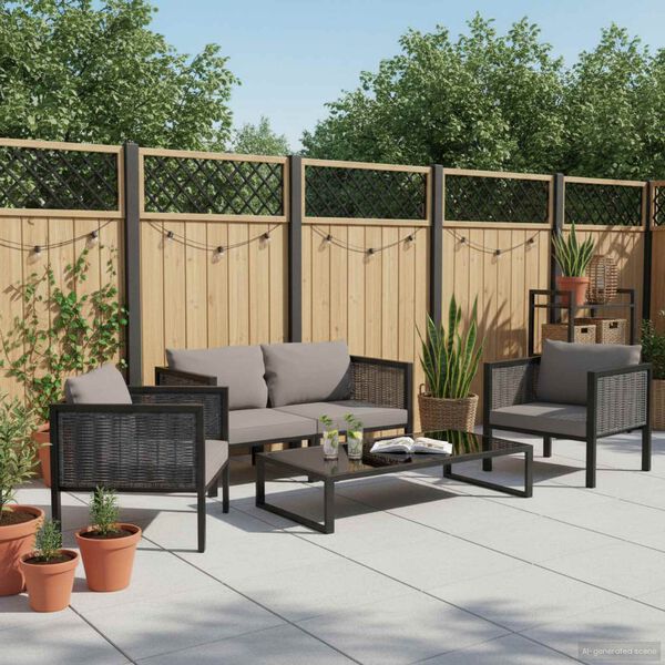 vidaXL Salon de jardin 5 pcs avec coussins résine tressée anthracite