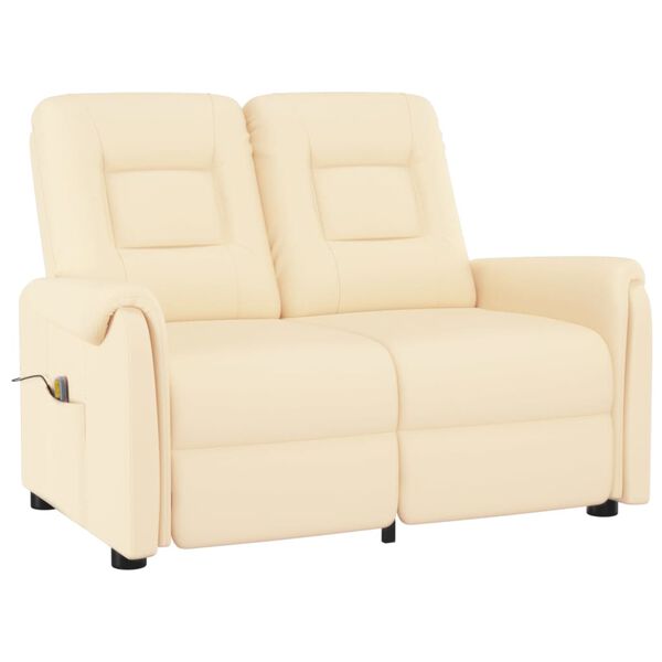 vidaXL Fauteuil de massage inclinable 2 places crème similicuir
