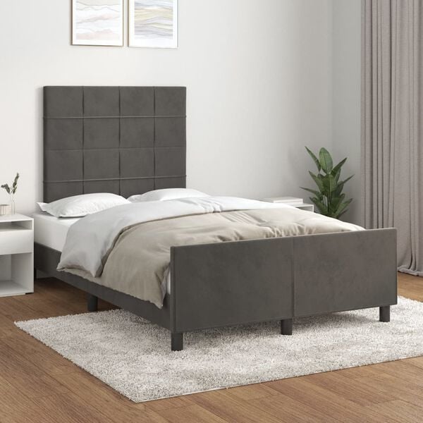 vidaXL Cadre de lit sans matelas gris fonc&eacute; 120x200 cm velours