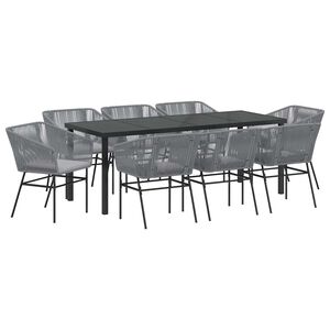 vidaXL Ensemble de salle &agrave; manger pour jardin avec coussin 9 pcs Gris