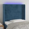 vidaXL T&ecirc;te de lit &agrave; LED Bleu fonc&eacute; 93x16x118/128 cm Velours